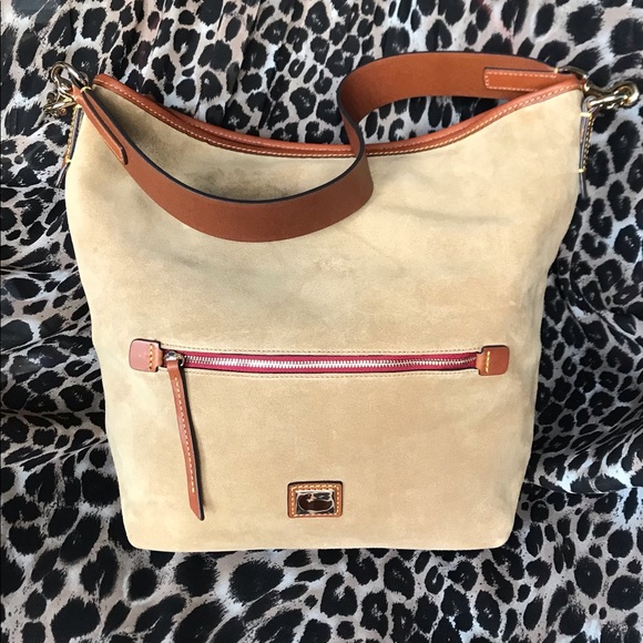 Dooney & Bourke Handbags - Dooney and Bourke Suede Camden Hobo Shoulder Bag Biscuit Natural Tan NWOT